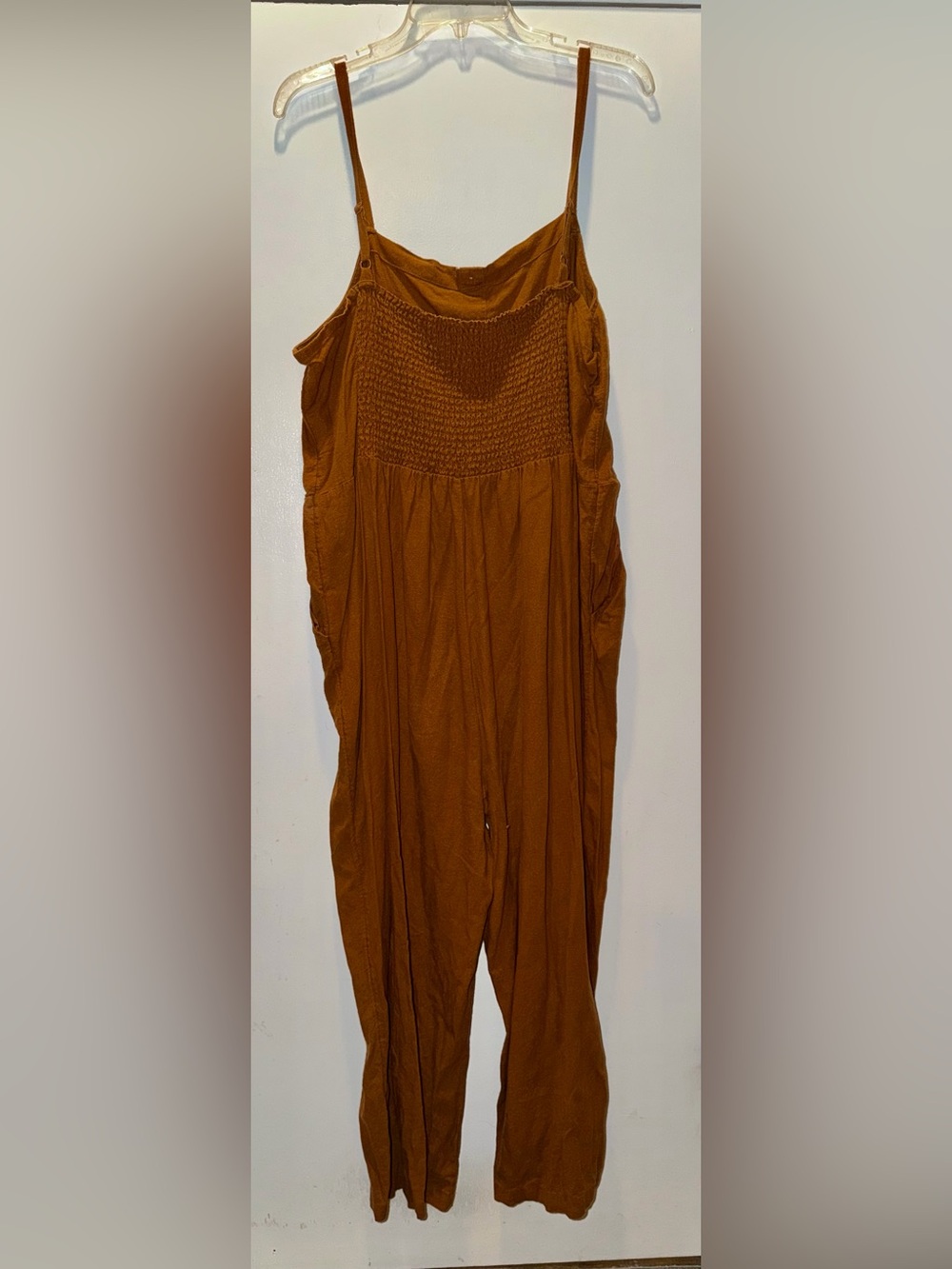Old Navy Women's Rust Button-Front Wide-Leg Jumpsuit - Picture 7 of 9